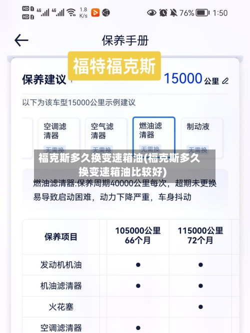 福克斯多久换变速箱油(福克斯多久换变速箱油比较好)