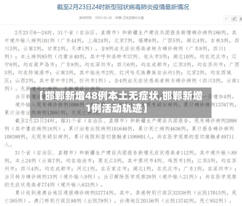 【邯郸新增48例本土无症状,邯郸新增1例活动轨迹】