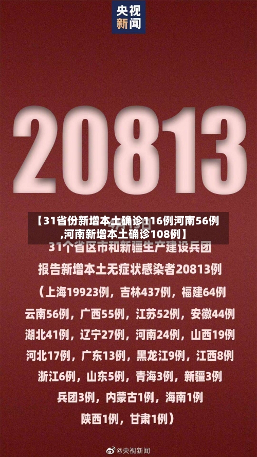【31省份新增本土确诊116例河南56例,河南新增本土确诊108例】