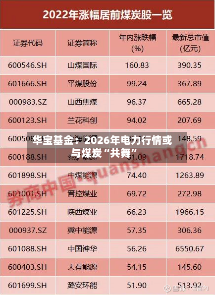华宝基金：2026年电力行情或与煤炭“共舞”-第2张图片