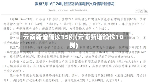 云南新增确诊15例(云南新增确诊10例)