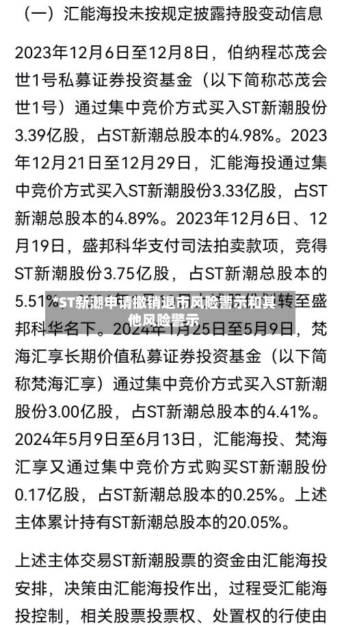 *ST新潮申请撤销退市风险警示和其他风险警示-第3张图片