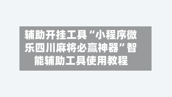 辅助开挂工具“小程序微乐四川麻将必赢神器”智能辅助工具使用教程-第3张图片
