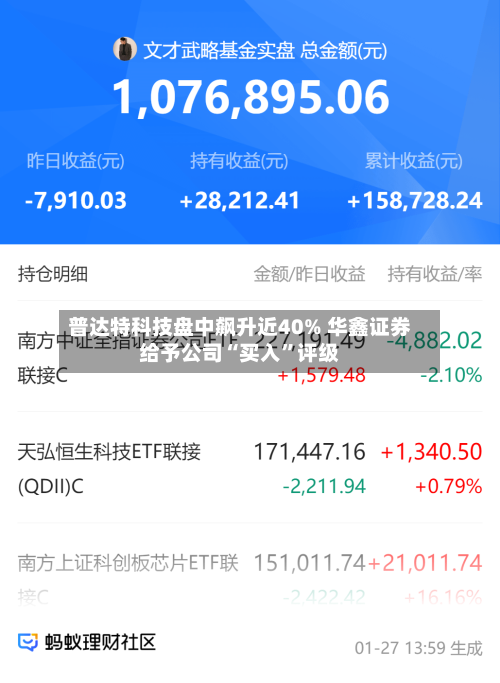 普达特科技盘中飙升近40% 华鑫证券给予公司“买入”评级-第2张图片
