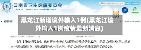 黑龙江新增境外输入1例(黑龙江境外输入1例疫情最新消息)