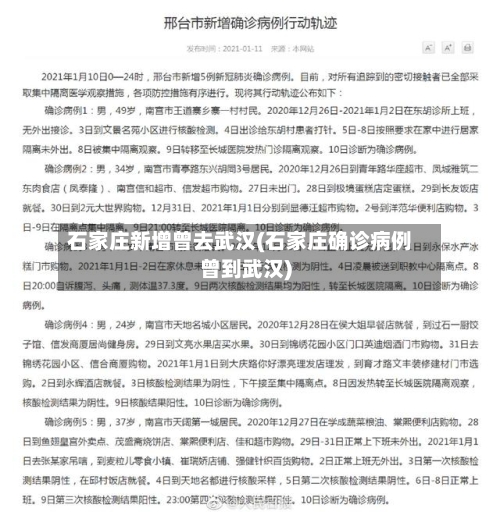 石家庄新增曾去武汉(石家庄确诊病例曾到武汉)-第2张图片