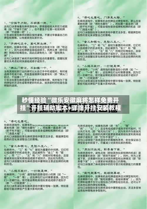 秒懂经验“微乐安徽麻将怎样免费开挂	”开挂辅助脚本+详细开挂安装教程-第2张图片