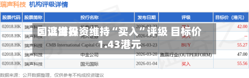 国证世界：滨海投资维持“买入”评级 目标价1.43港元