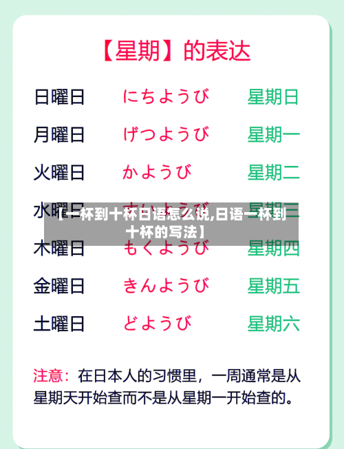 【一杯到十杯日语怎么说,日语一杯到十杯的写法】-第2张图片