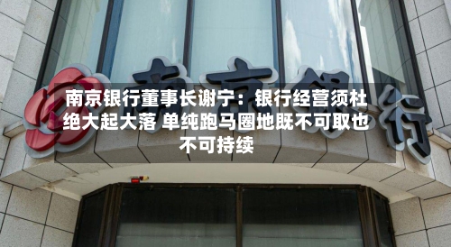 南京银行董事长谢宁：银行经营须杜绝大起大落 单纯跑马圈地既不可取也不可持续-第2张图片