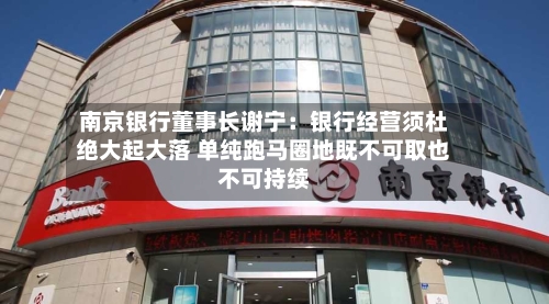 南京银行董事长谢宁：银行经营须杜绝大起大落 单纯跑马圈地既不可取也不可持续-第3张图片