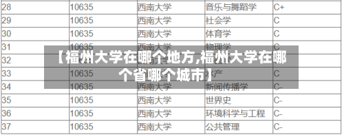 【福州大学在哪个地方,福州大学在哪个省哪个城市】