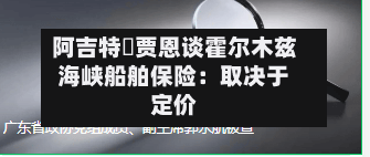 阿吉特・贾恩谈霍尔木兹海峡船舶保险：取决于定价