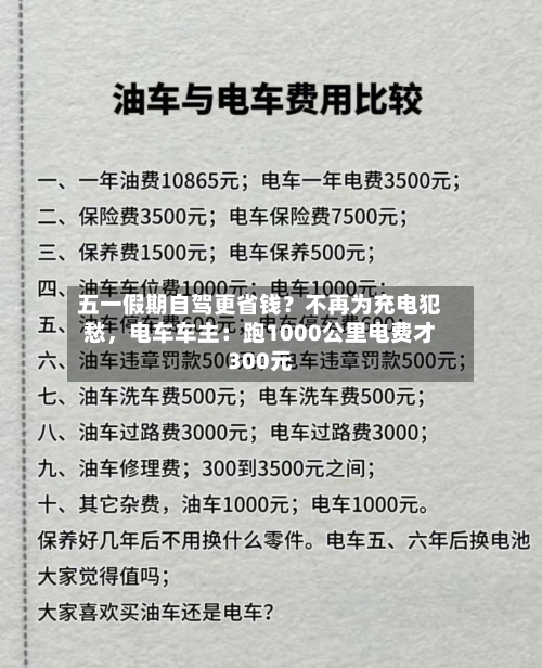 五一假期自驾更省钱？不再为充电犯愁	，电车车主：跑1000公里电费才300元-第3张图片