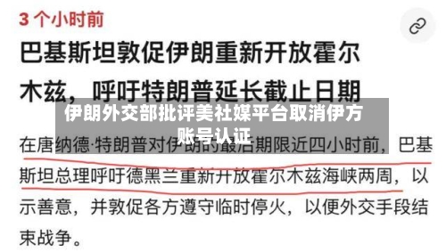 伊朗外交部批评美社媒平台取消伊方账号认证