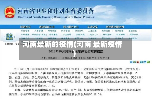 河南最新的疫情(河南 最新疫情)