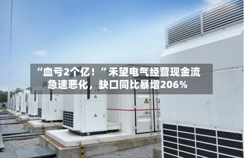 “血亏2个亿！	”禾望电气经营现金流急速恶化，缺口同比暴增206%-第3张图片