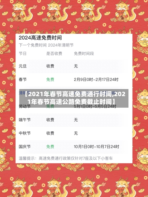 【2021年春节高速免费通行时间,2021年春节高速公路免费截止时间】