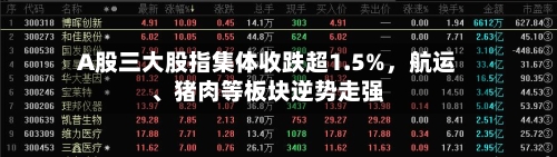 A股三大股指集体收跌超1.5%，航运、猪肉等板块逆势走强