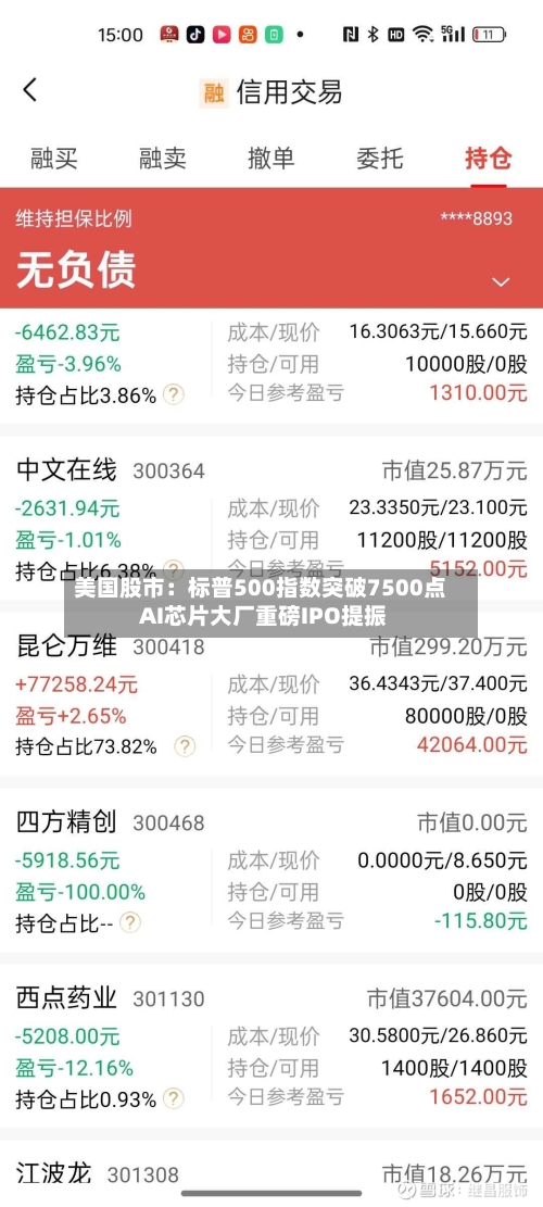 美国股市：标普500指数突破7500点 AI芯片大厂重磅IPO提振-第3张图片