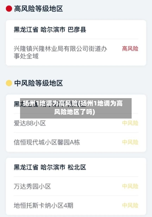 扬州1地调为高风险(扬州1地调为高风险地区了吗)