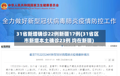 31省新增确诊22例新疆17例(31省区市新增本土确诊23例 均在新疆)