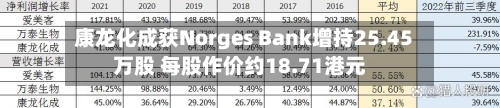 康龙化成获Norges Bank增持25.45万股 每股作价约18.71港元-第2张图片