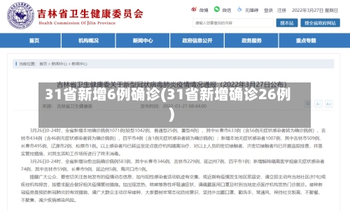 31省新增6例确诊(31省新增确诊26例)