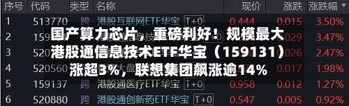 国产算力芯片，重磅利好！规模最大港股通信息技术ETF华宝（159131）涨超3%，联想集团飙涨逾14%